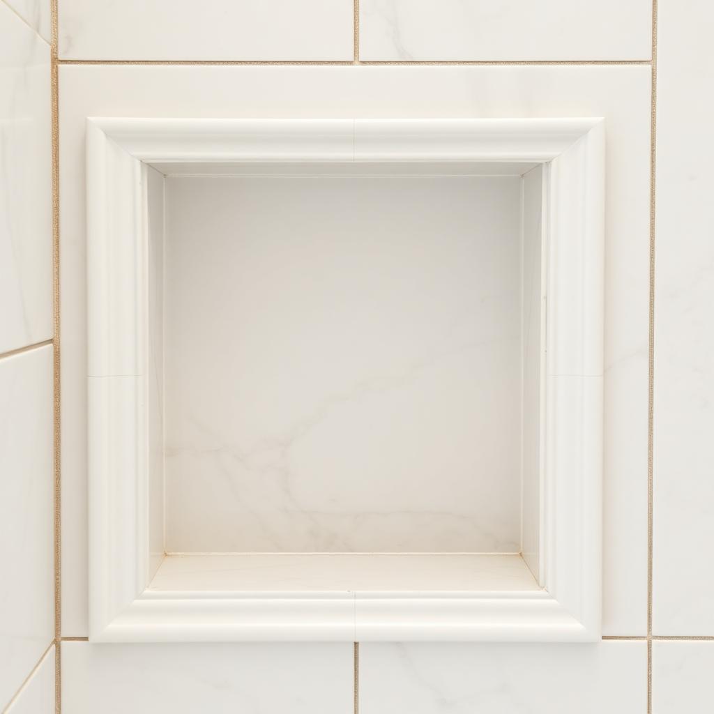 Marble shower niche close-up